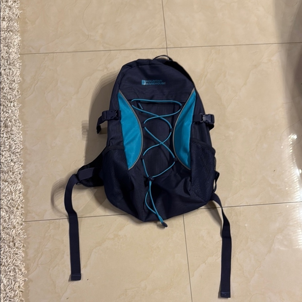 Blue Sporty Backpack with Elastic Straps